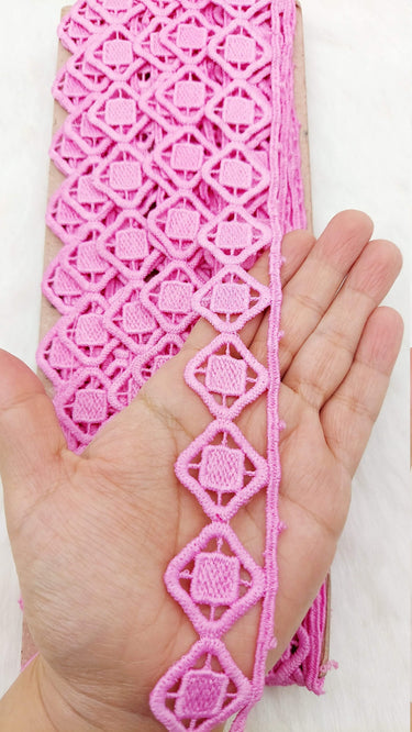 Fringe Trim Geometric Pattern, Cotton Embroidered Crafting Edging Lace Trim, Trim by 10 Yards